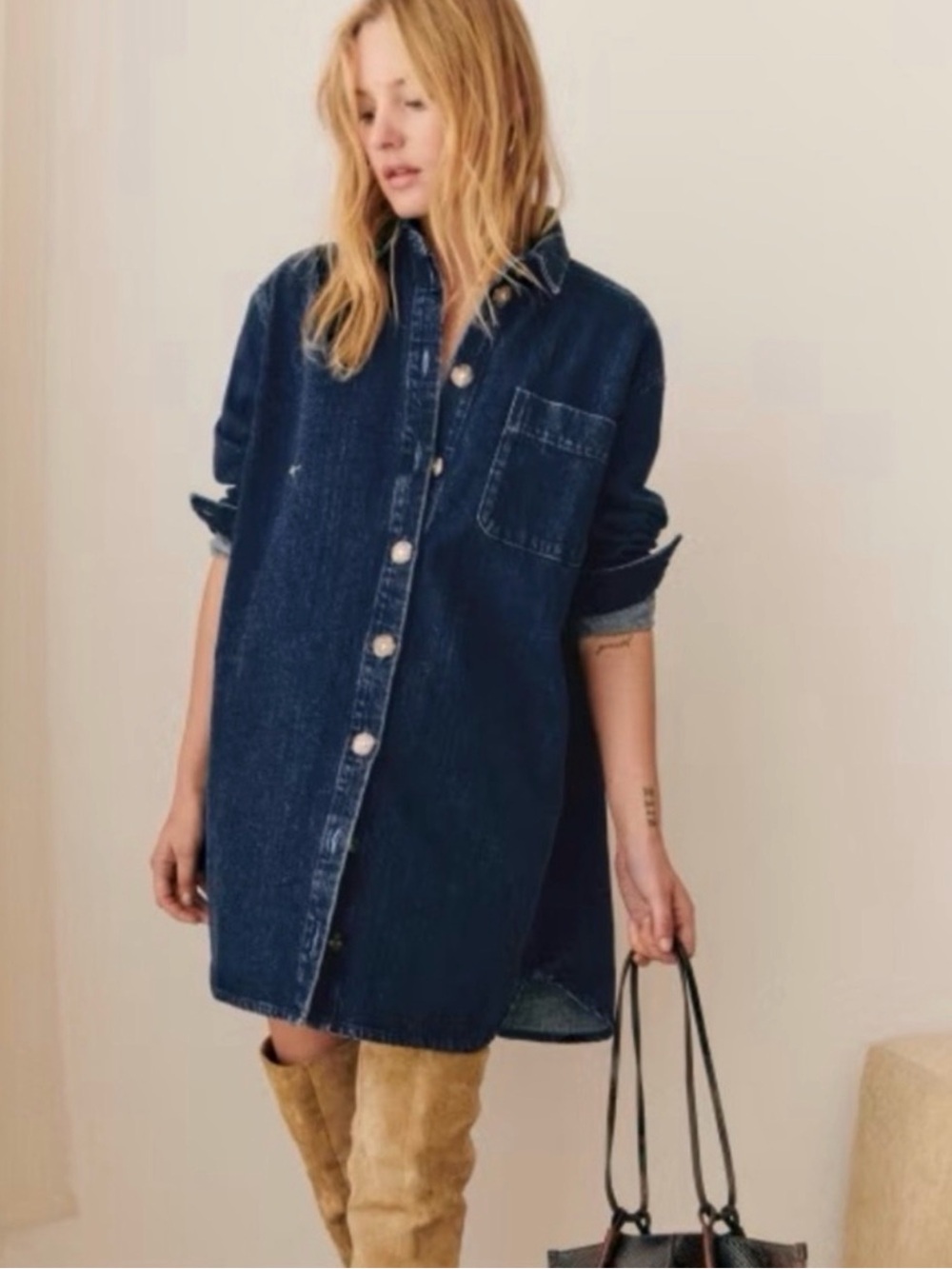 Sezane Sofie Denim Dress Sz 38 6 US